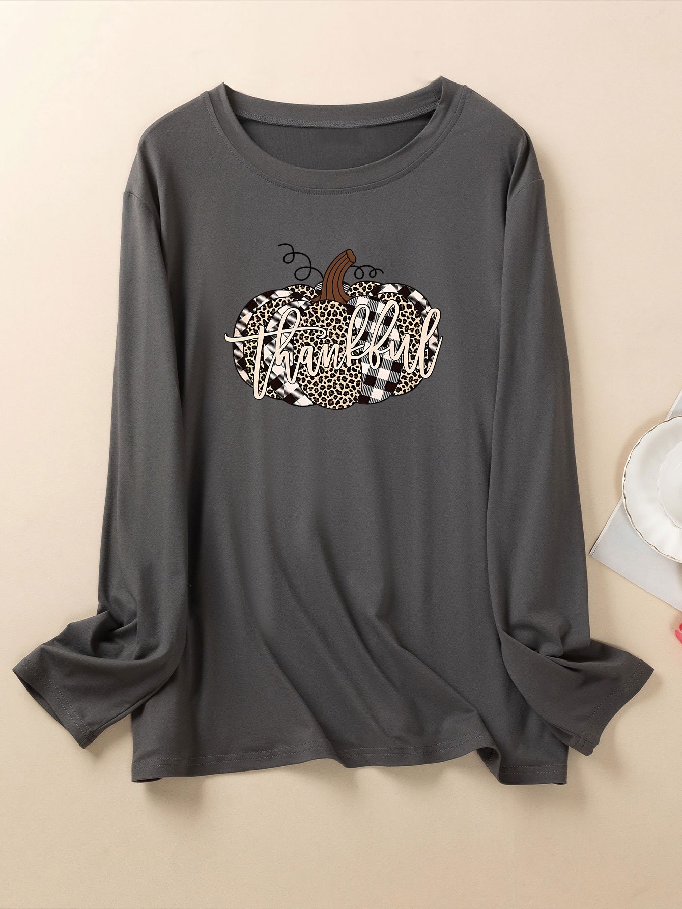 Leopard Pumpkin Print Lounge Top Long Sleeve Pajama