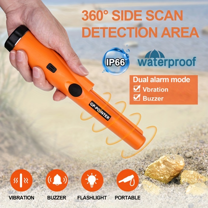 Fully Waterproof Pinpoint Metal Detector Pinpointer - Stick Include a 9V  Battery 360 Search Treasure Pinpointing Finder Probe with Belt Holster for