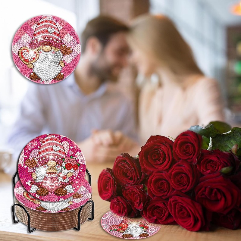 Valentine's Day Diamond Art Painting Coasters Kits With - Temu