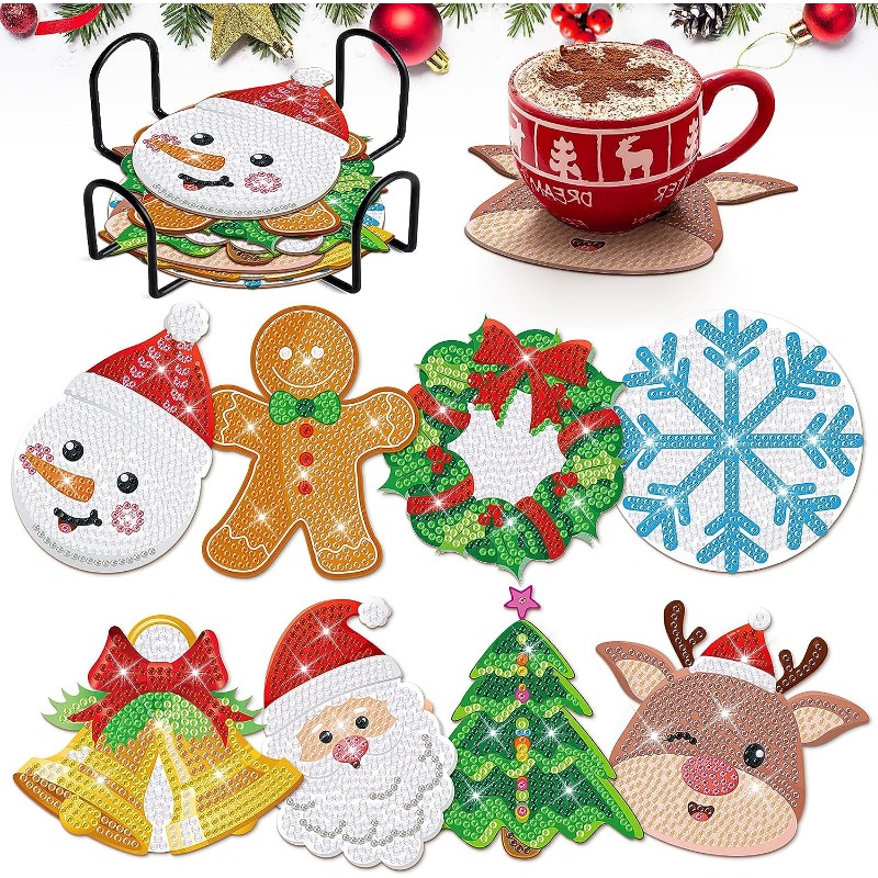 Christmas Coffee Cup Diamond Art Painting Coasters Kits With - Temu