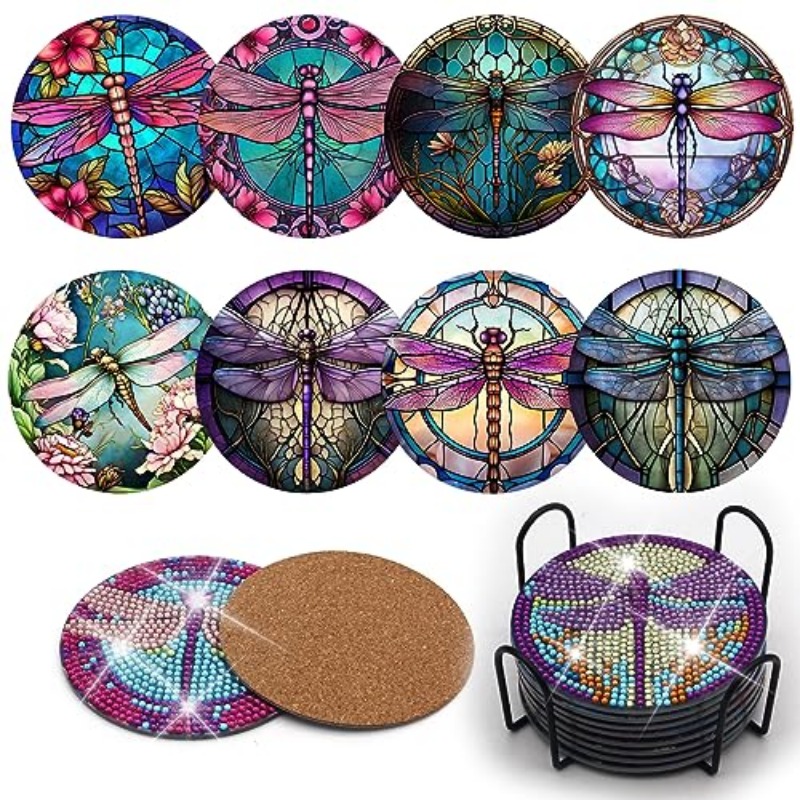 Kyoffiie 10PCS Diamond Art Cup Mat with Cork Base Round Non-slip Rhinestone  Painting Cup Pad Heat Resistant DIY Diamond Picture Mug Mat Craft Supplies  for Beginners Kids Adults 