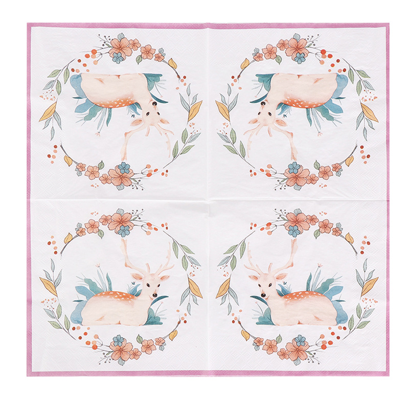 20pcs Plum Deer Print Napkin Tissue for Party Decorations