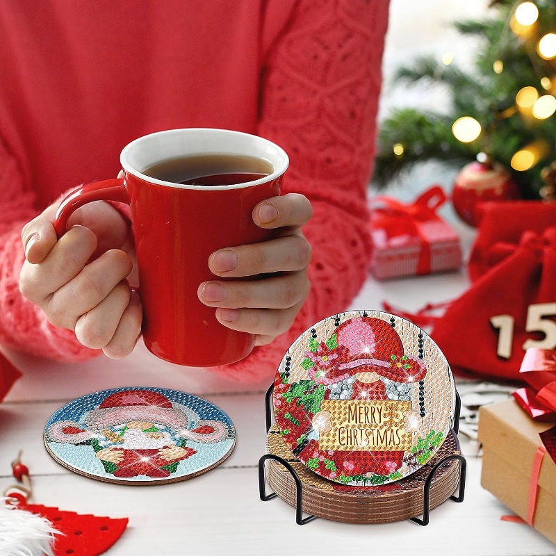  10 Pcs Christmas Candy Diamond Art Coasters DIY