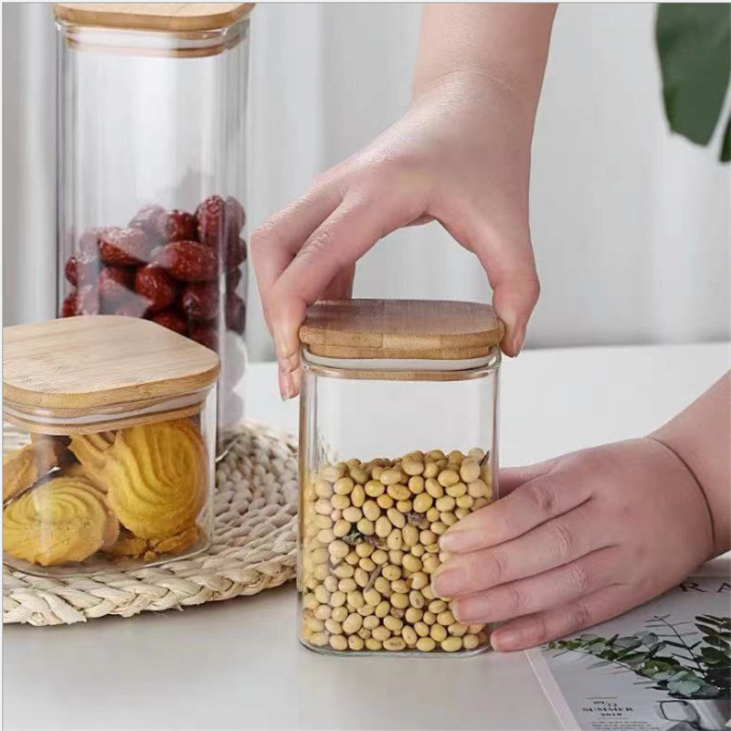 Kitchen Canisters High Borosilicate Glass Square Airtight Food