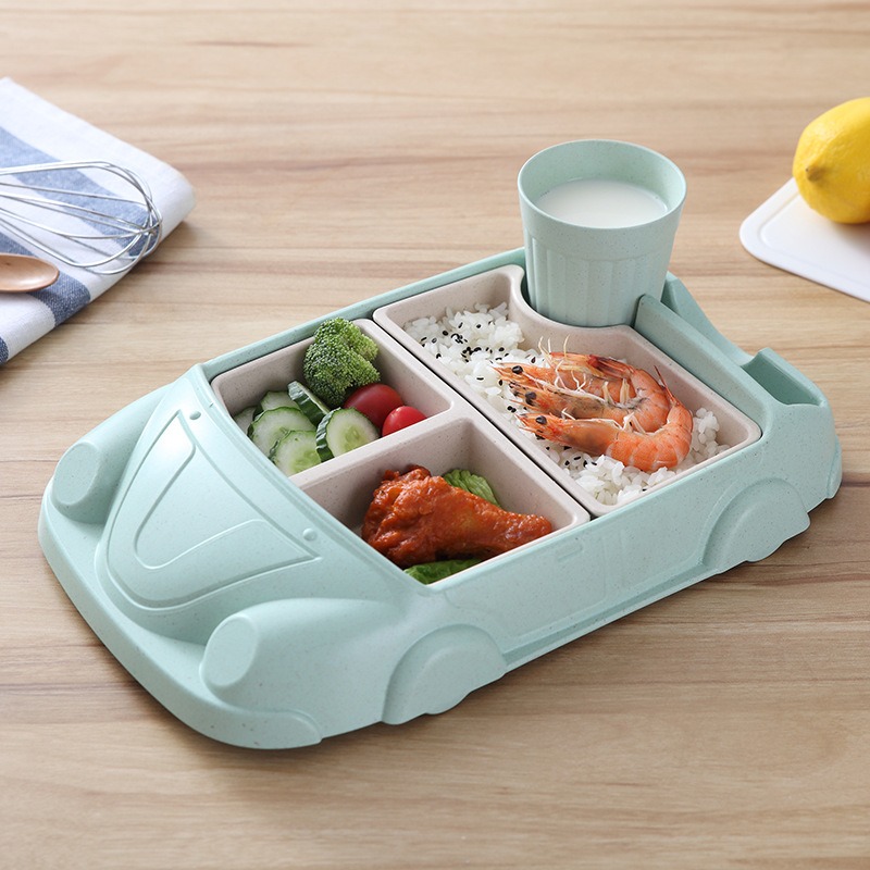 Divided Stainless Steel Car Shaped Food Snack Tray Plate For Infant Kids
