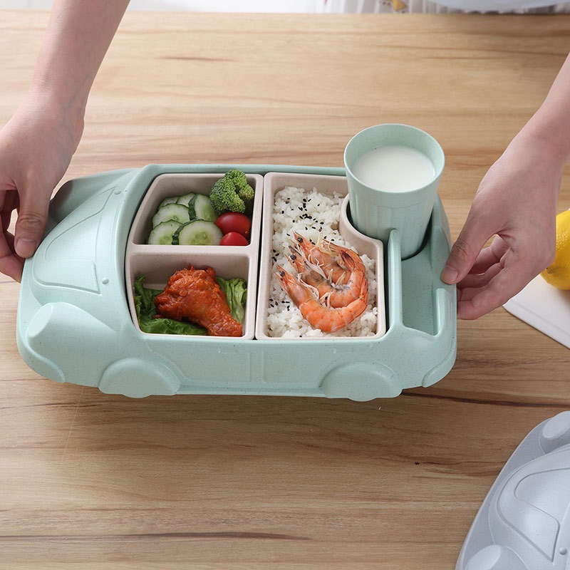 Divided Stainless Steel Car Shaped Food Snack Tray Plate For Infant Kids