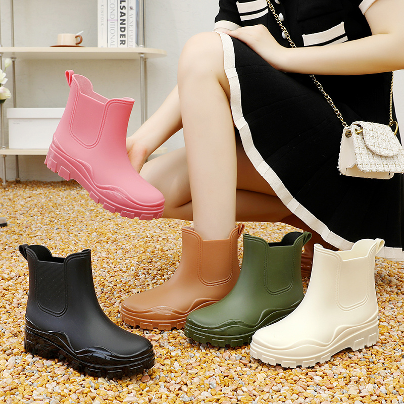 women s rain boots comfortable elastic ankle booties fashion
