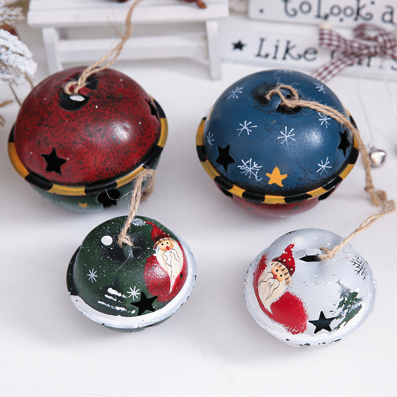 Christmas Vintage Wrought Iron Painted Bells Jingle Bell Hanging Bells for  Crafts Christmas Ornaments Prop Decorations
