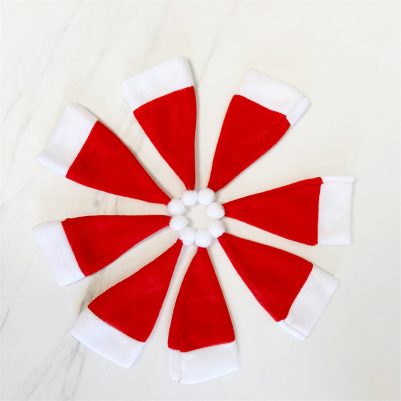 10pcs Pack Christmas Hat Cutlery Set Mini Christmas Decorations Non woven Hat