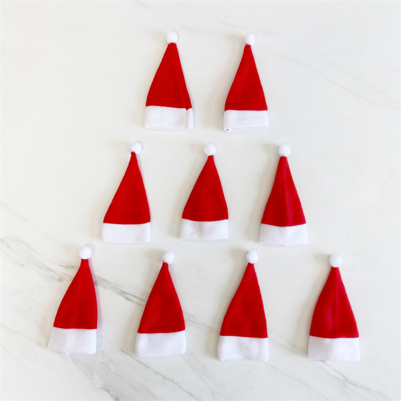 10pcs Pack Christmas Hat Cutlery Set Mini Christmas Decorations Non woven Hat