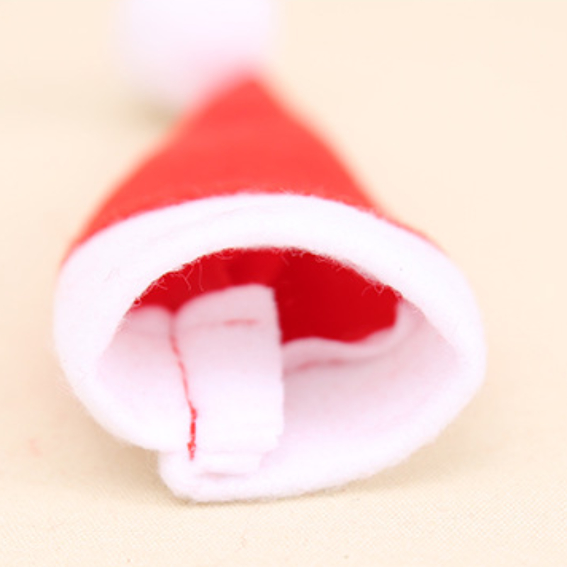 10pcs Pack Christmas Hat Cutlery Set Mini Christmas Decorations Non woven Hat