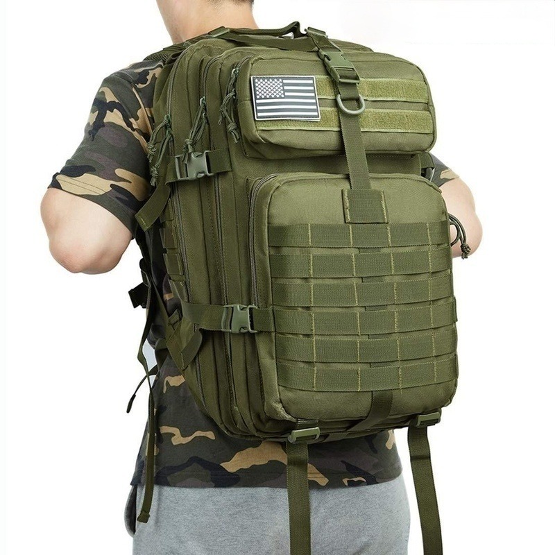 Mochila táctica militar 45L Army 3 días Assault Pack Bag Large Nylon 900D  Hombre Mochila Molle, Camo Negro, Mochilas tipo mochila