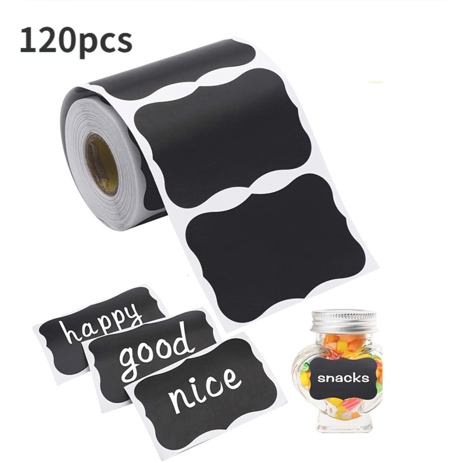 20-100pcs/Set Chalkboard Labels Spice Sticker Organizer Label for Household  Kitchen Jars Bottles Blackboard Stickers with Pen
