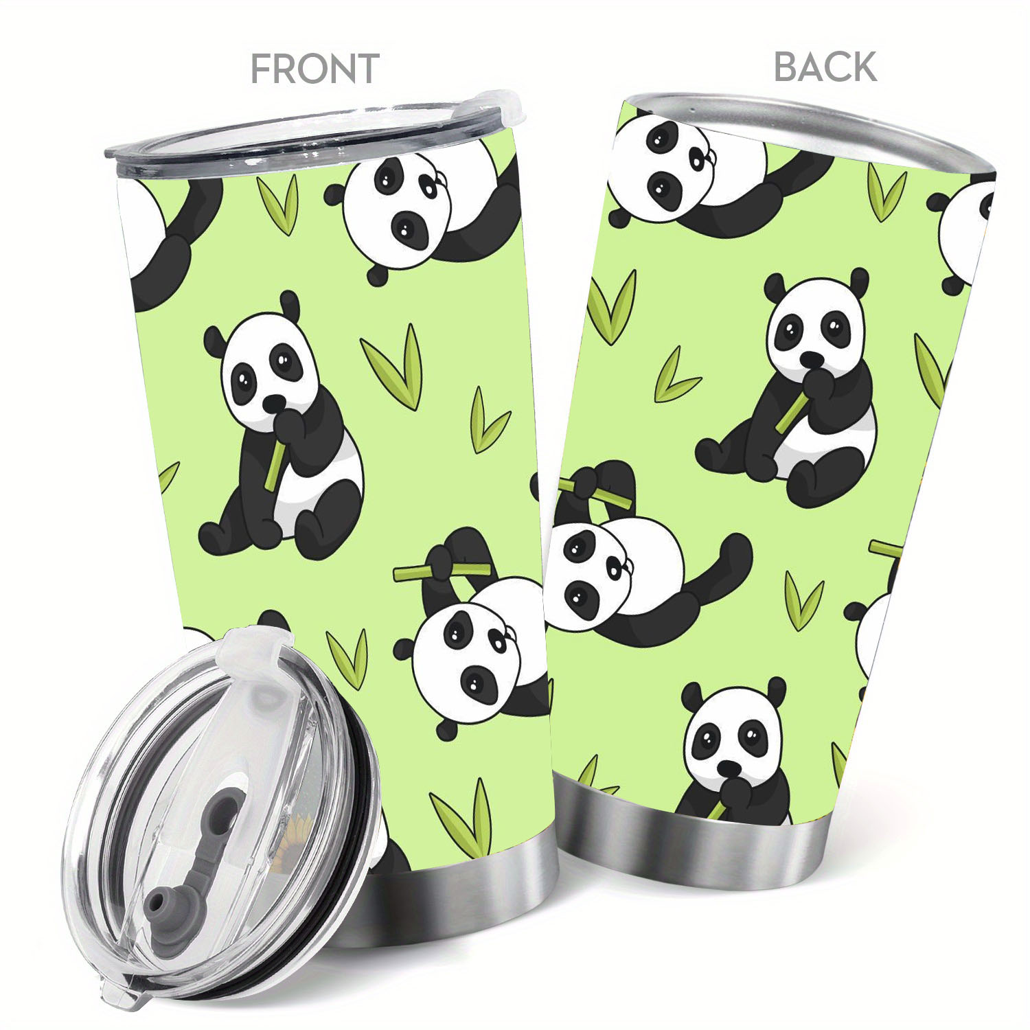 Panda - Botella de agua para niña con tapa de pajita, termo para niños,  termo de acero inoxidable con aislamiento de 20 onzas, lindo panda de  dibujos