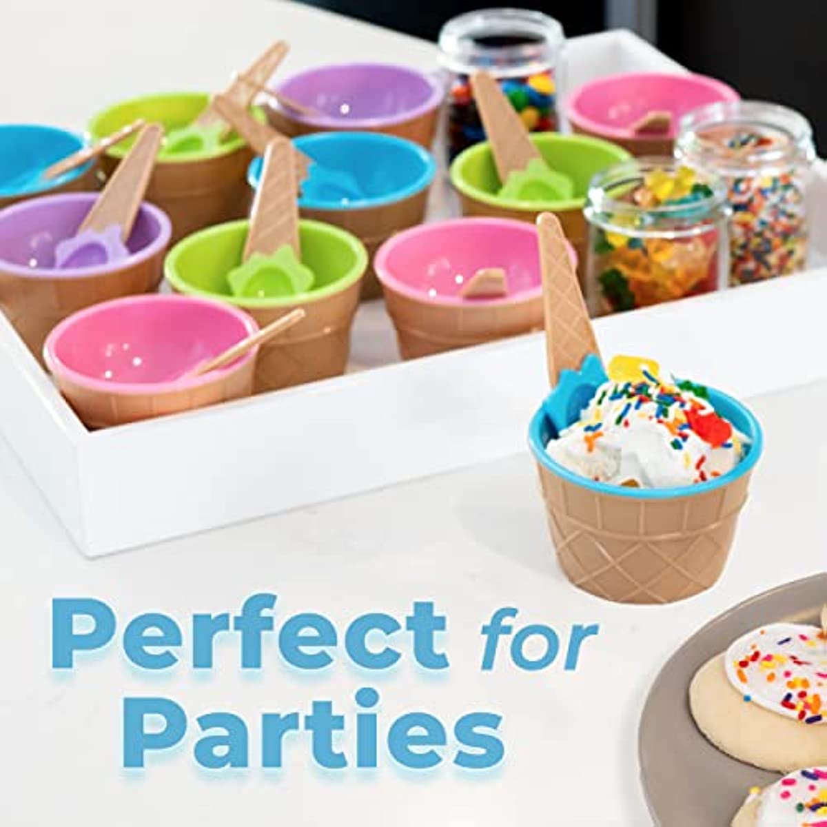 Vibrant Colors Ice Cream Bowls And Spoons Set Prefect For - Temu