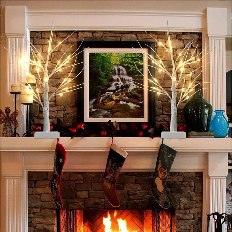 Light up birch trees room deals decoration