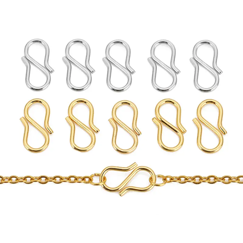 30pcs Stainless Steel Strong S Shape Clasps DIY Bracelet Clasps Hooks End  Clasps Connector For Necklace DIY Jewelry Making Supplies Golden Diy
