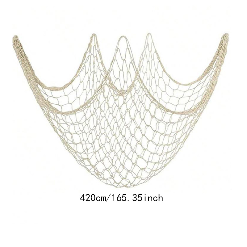 1 Roll, Natural Beige Fish Net Decoration 420cm X 120cm Wall Hanging Cotton  Fishing Net Decoration For Home Party Wall Decoration, Ribbons For