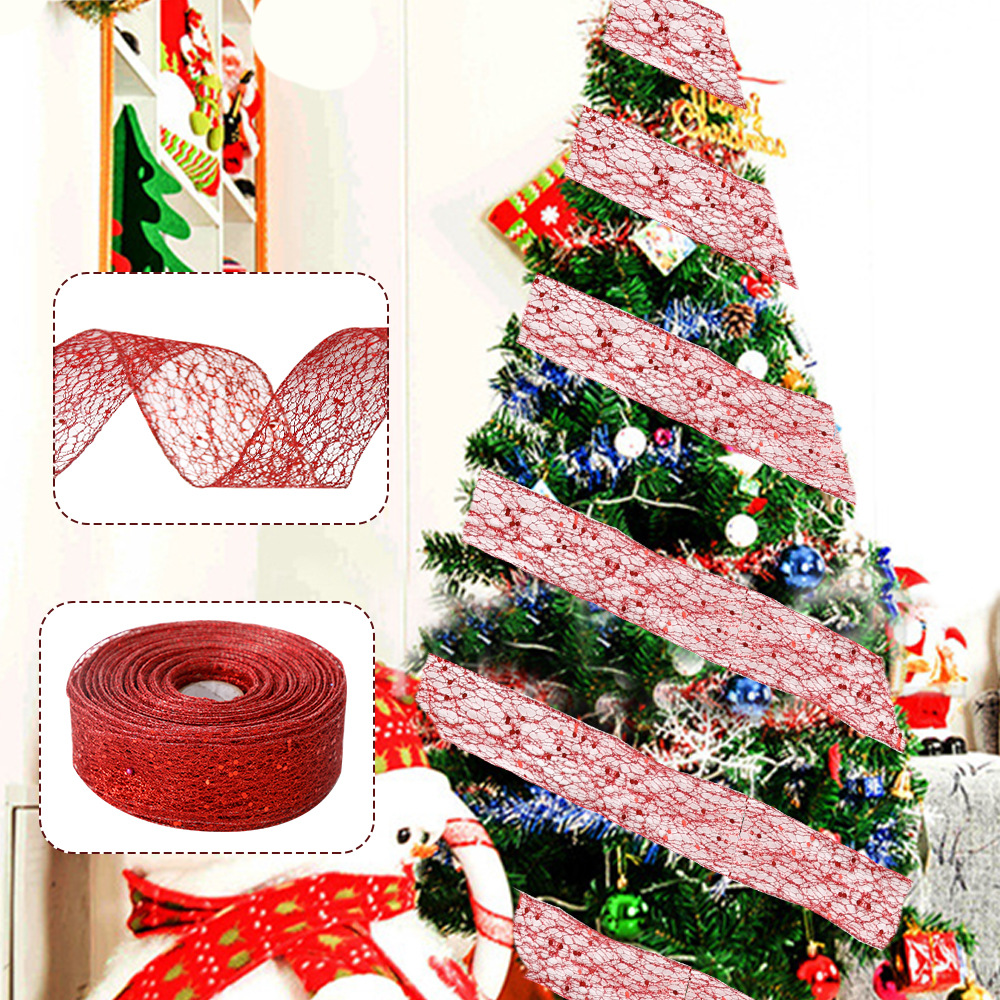 Christmas Ribbon Festival Wrapping Ribbon Fabric - Temu