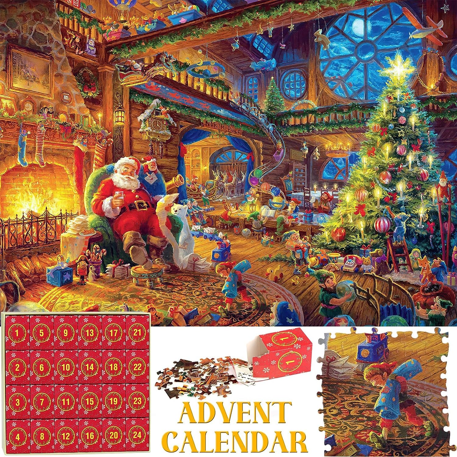 1pc, Calendrier De L'Avent 2023 Puzzles De Noël En 24 Parties De 1000  Pièces Cadeau
