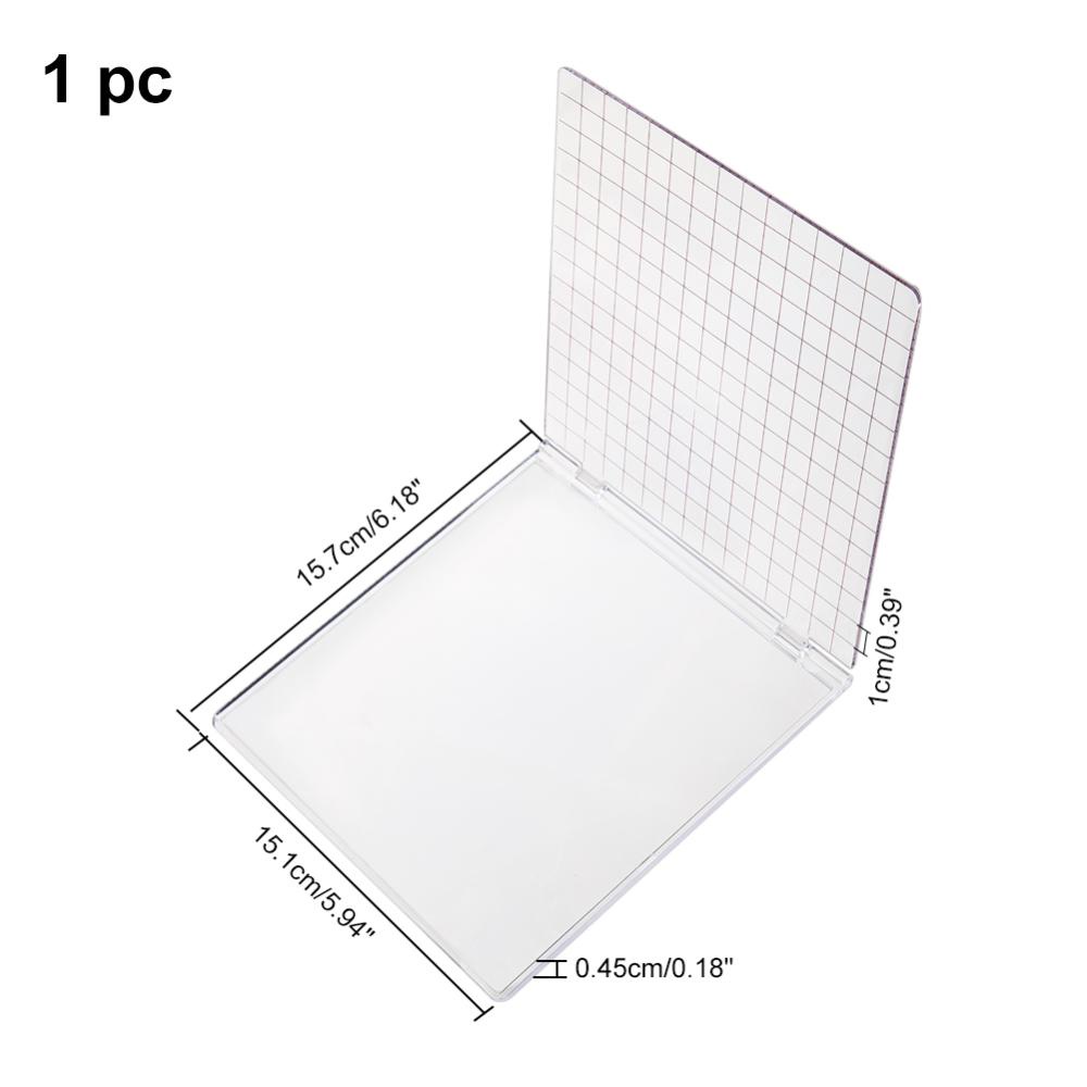 Acrylic Clear Stamping Blocks with Grid,Transparent Stamp Blocks Pad for  Scrapbooking Color Stamping Process Essential Tools(10 * 10cm)