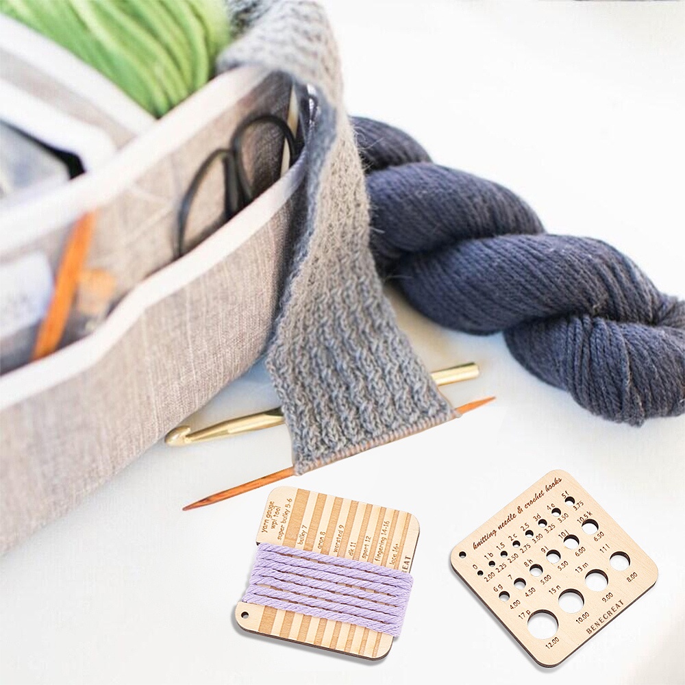 Wood Knitting Gauge Rulers 2 Style Square Knitting Tool - Temu