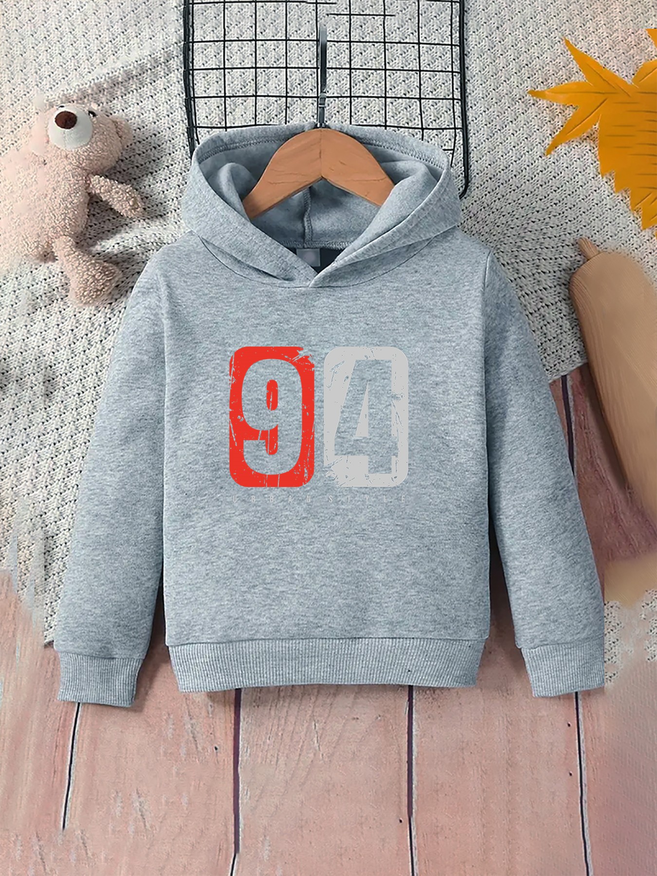 Urban Style 94 Print Hoodie Kids Casual Pullover Hooded Long Temu