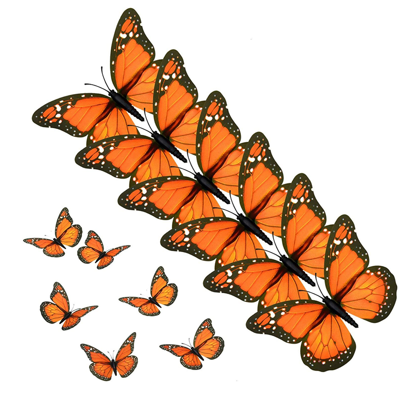 10Pcs 4.72 In Monarch Butterfly Decoration Stickers Fake