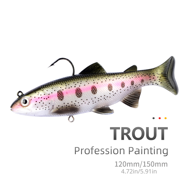  Artificial Lures 12cm/25g Soft Fishing Lures Trident Hook  Trout Pike Fishing Perch Silicone Fishing Soft Baits Freshwater Saltwater  Bass Fishing Lure Swimbait (Color: Red-white, Size: 10 pcs) : Sports &  Outdoors