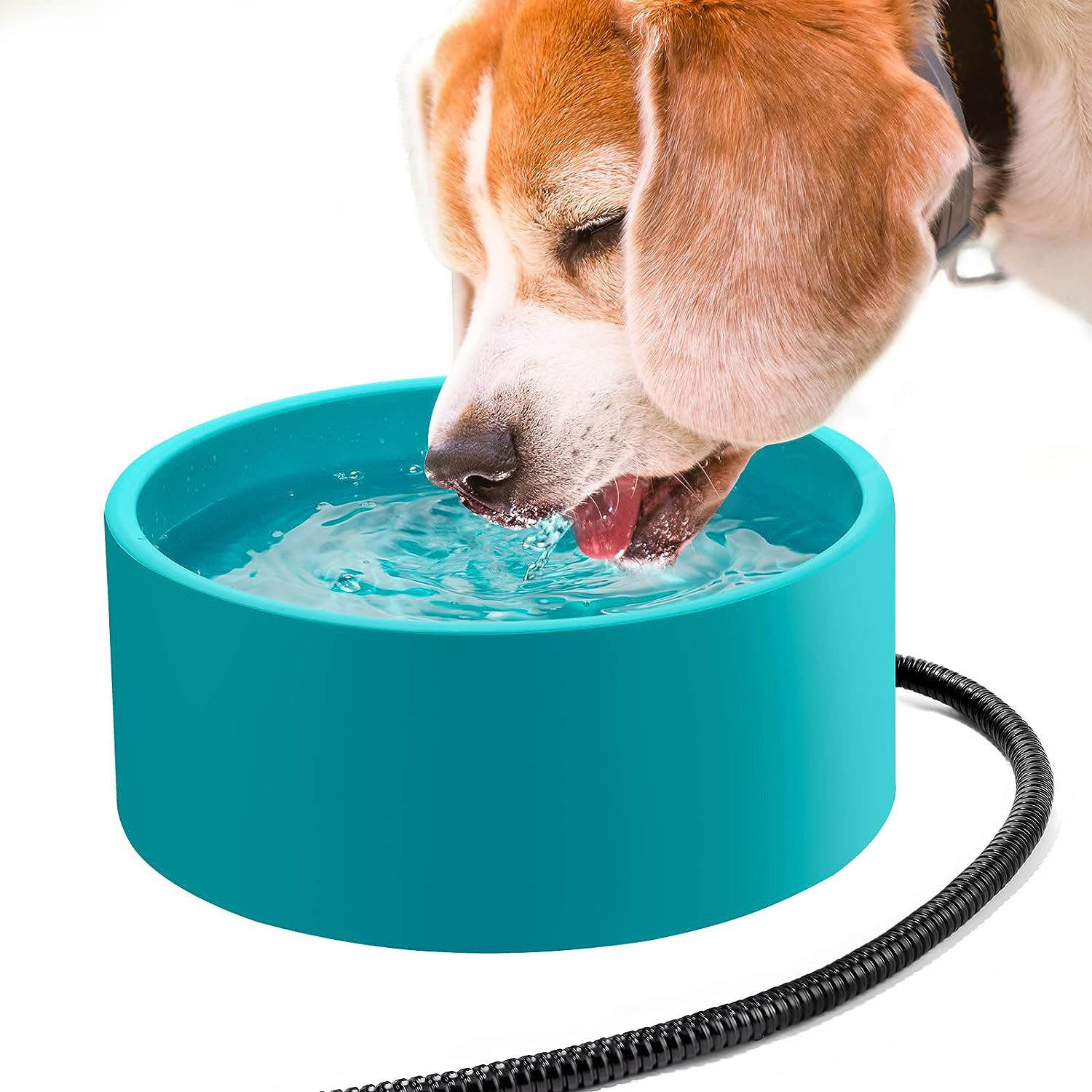 Dog Water Heated Bowl, Plastic Non-slip Puppy Feeding Bowl, Pet Food Bowl Dog Food Container Pet Thermal Bowl With 190cm/74.8 Inch Chewable Cable