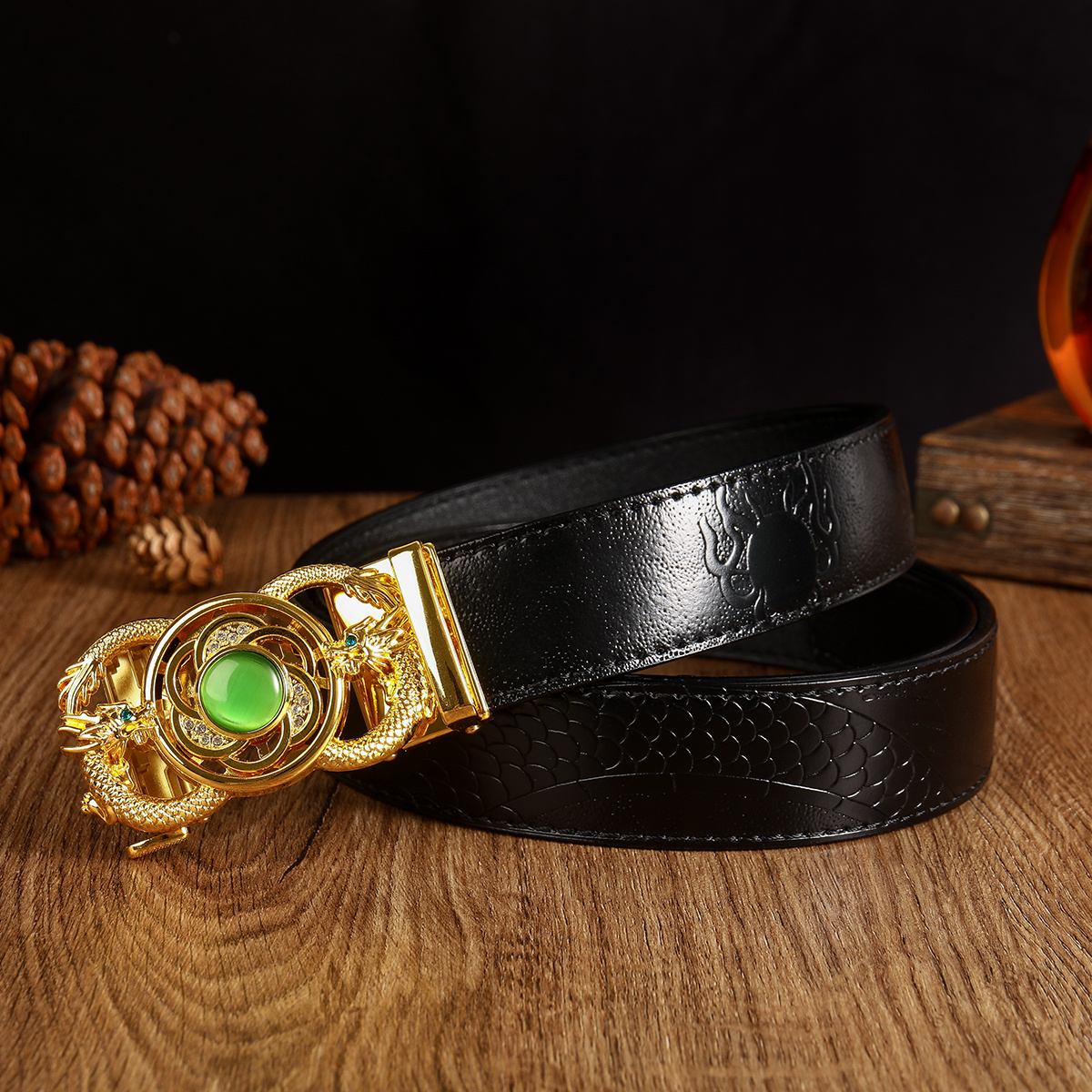 Buckle For 3.5cm Belt, Bull Head Shaped Buckle With Chinese Zodiac Design  For Men's Leather Belt, Automatic Buckle With Belt Strap Accessories