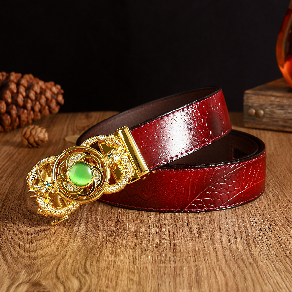Buckle For 3.5cm Belt, Bull Head Shaped Buckle With Chinese Zodiac Design  For Men's Leather Belt, Automatic Buckle With Belt Strap Accessories