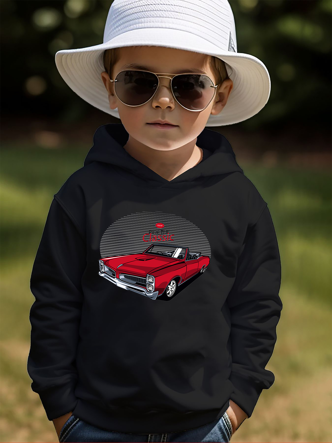 Classic Red Muscle Car Print Hoodie For Kids Casual Pullover - Temu United  Kingdom