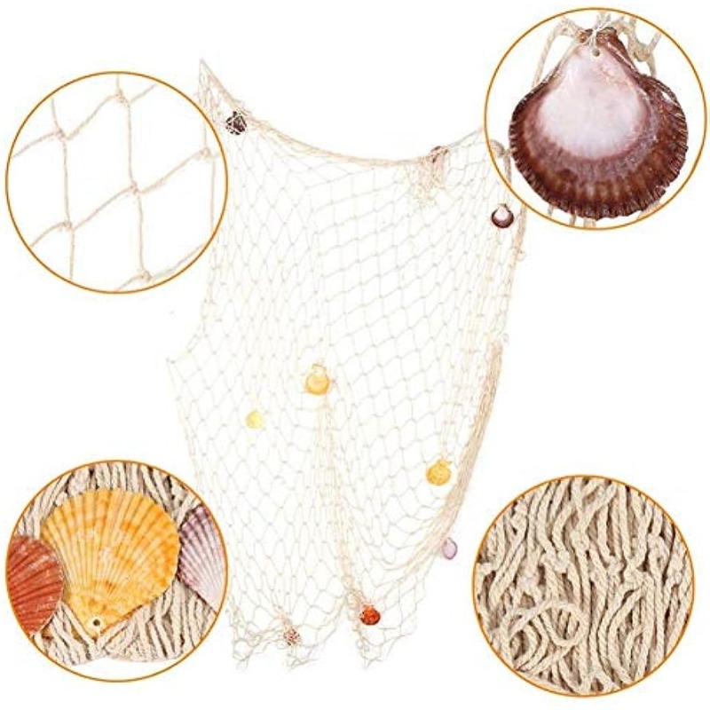 Fish Net Wall Decor with Shells - Fishing Net Decorative Nautical  Mediterranean Style Cotton Photo Hanging Display Frame for Christmas  Birthday Party Decorations Ornaments 79 x 40 Inch : : Home