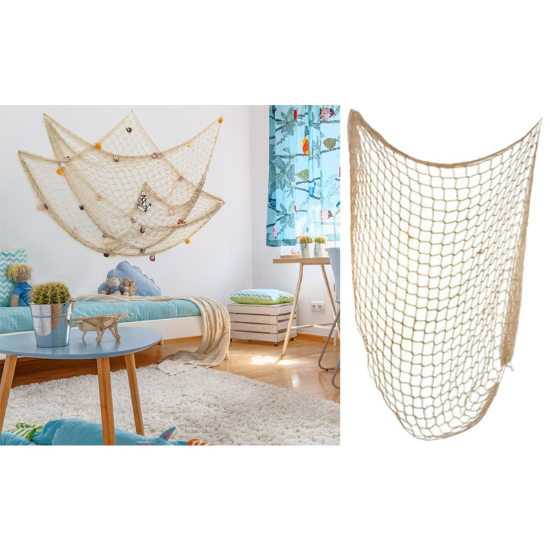 Blue Seashell Mediterranean Decorative Fishnet Photo Hanging Display Stand