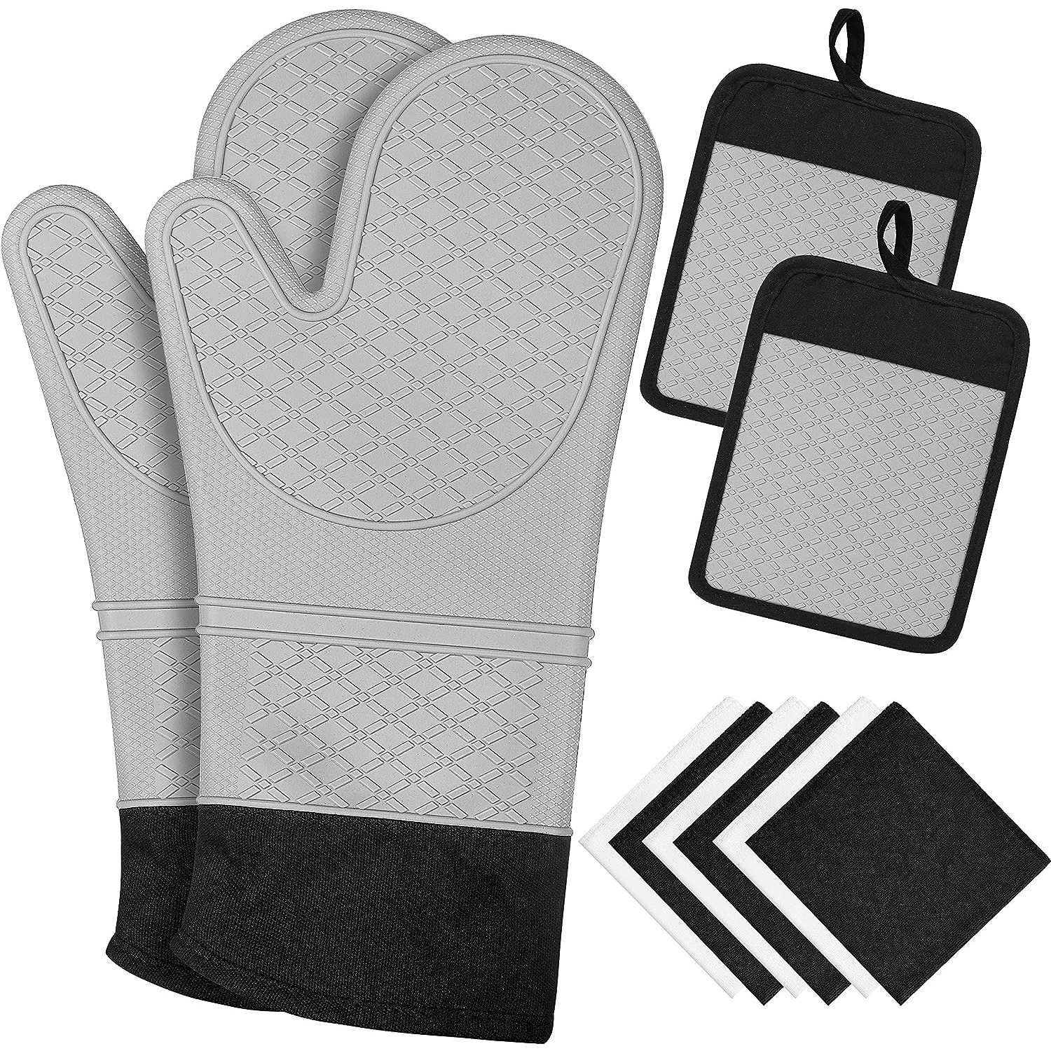 1pcs Microwave Baking BBQ Glove Cotton Cute Oven Mitts Heat Resistant  Potholders Non-slip Kitchen Cooking