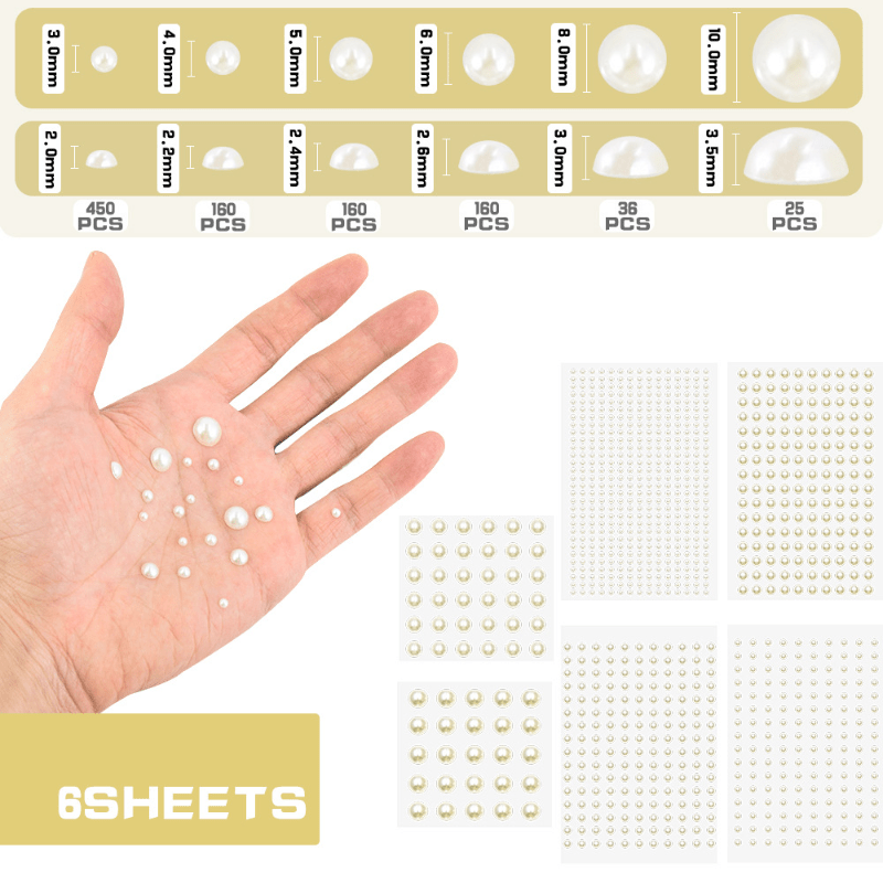 4 PCS/Set Self-Adhesive Face Rhinestones For Makeup Festival Face Jewelry,  Stick On Pearls Hair Gems, Pearl Rhinestones Stickers For Face, Hair, Eye