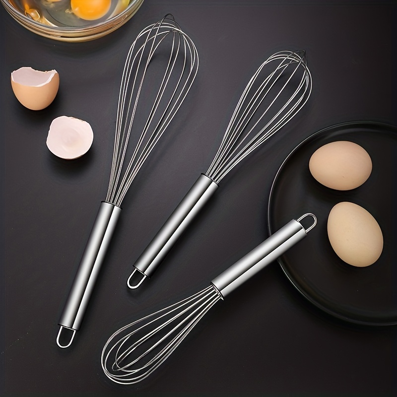3pcs Stainless Steel Wire Whisk Set Cooking Whisking Blending Whisk - Home  & Kitchen - Temu