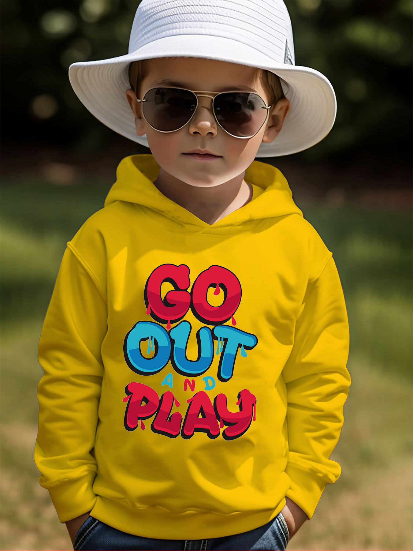 Go Play Print Hoodie Kids Casual Pullover Hooded Long Sleeve - Temu