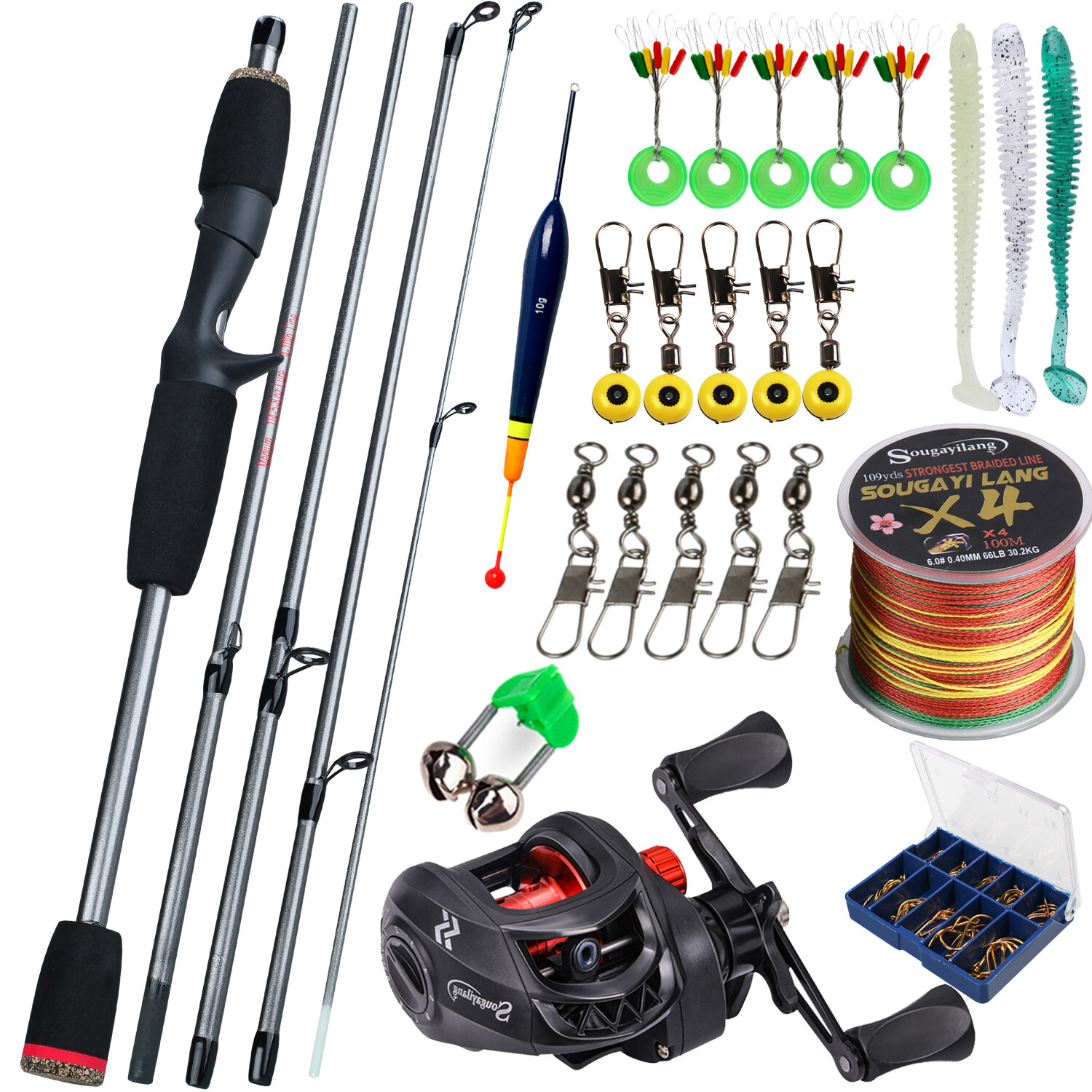 Fishing Rod And Fishing Reel Set, 5 Sections 66.93inch Fishing Rod,  Baitcasting Fishing Reel, With Fishing Line, Fishing Accessories For  Beginners