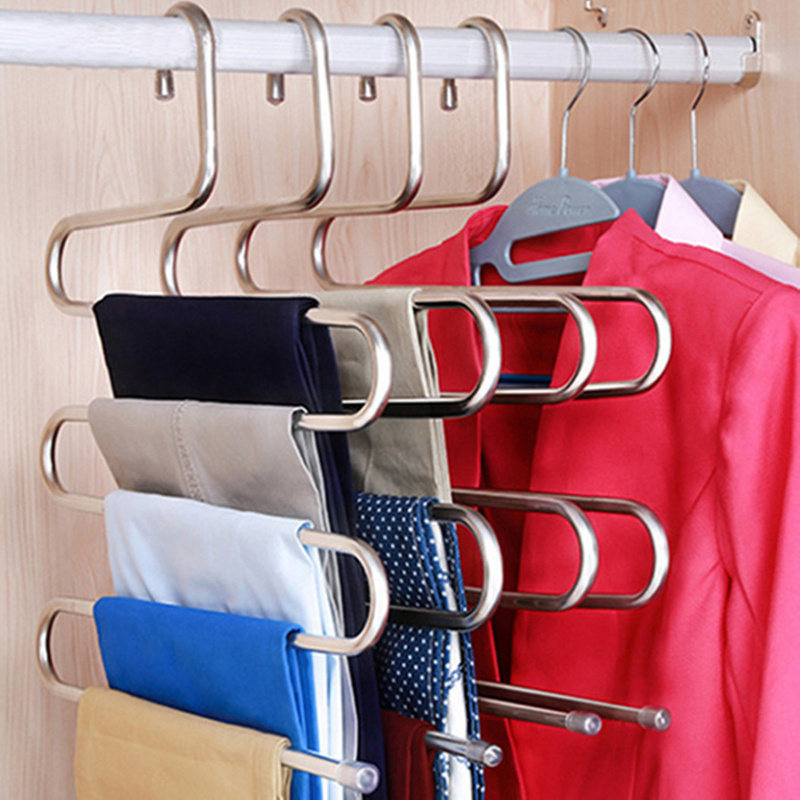 

1pc Stainless Steel Clothing Holder Trousers Hangers Holders Pants Towel Scarf Underwear Racks Drying Rack Storage Organization