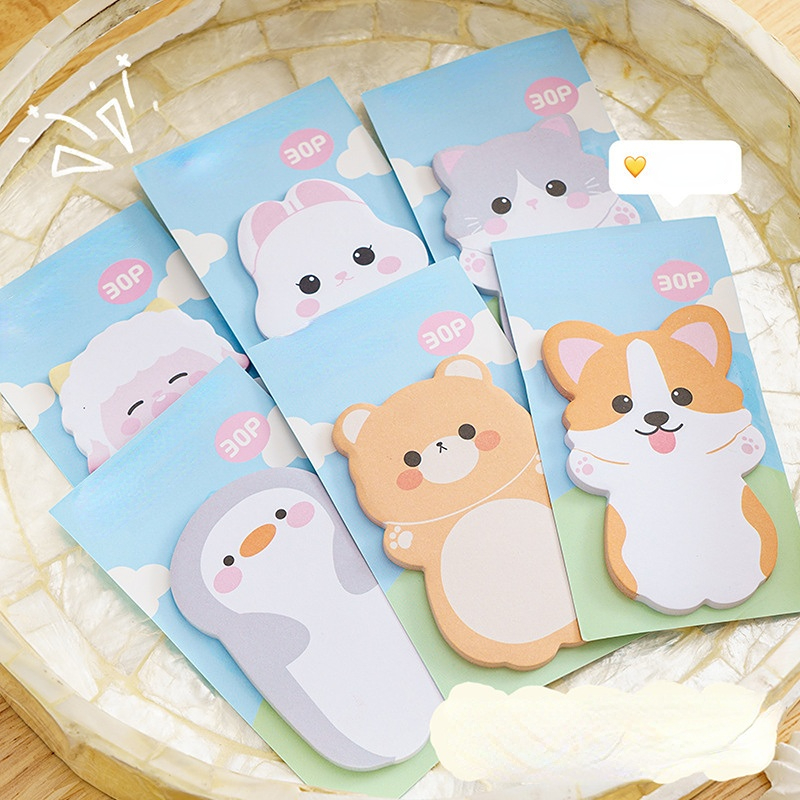 Kawaii Animal Memo Pad, Bookmarks Creative Cute Sticky Notes