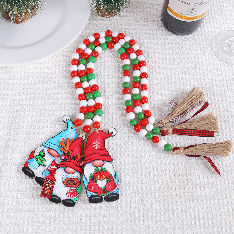 Christmas Tree Beads Garland Wood Decoration Creative - Temu