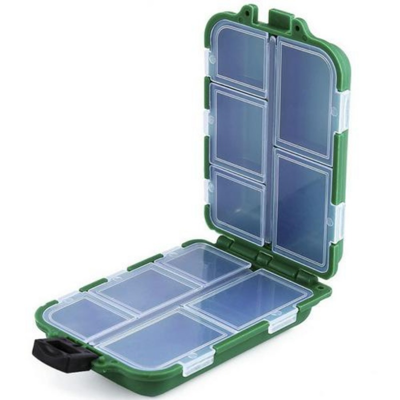 1pc Double Sided Fishing Tackle Box, 10 Compartments Plastic Fishing Lure  Storage Case