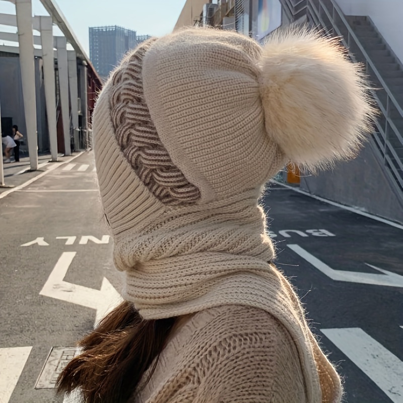 Gorro Punto Invierno Pompones Protección Oídos Versátil - Temu Chile