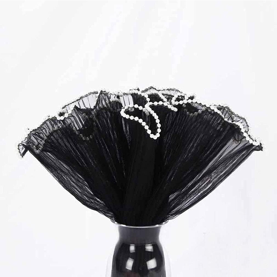 Flower Bouquet Wrapping Paper for Halloween Decoration with Pleated Semi  Transparent Courtyard Black Flower Wrapping Mesh Paper 