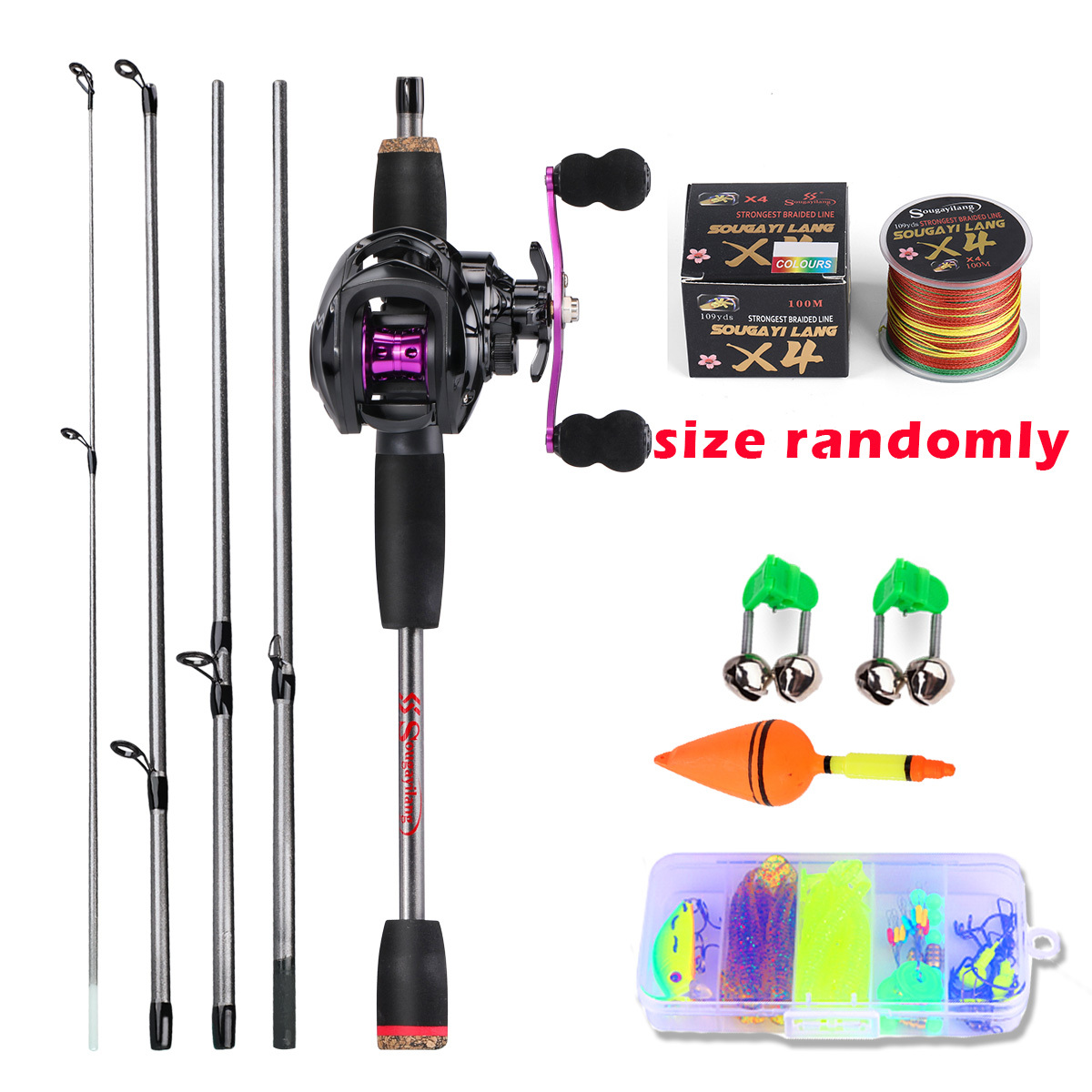 Sougayilang 1.7m/5.5ft Fishing Rod And Reel Set, Including 5 Sections  Casting Fishing Rod, 7.2:1 Gear Ratio Baitcasting Fishing Reel, 100m/328ft  PE