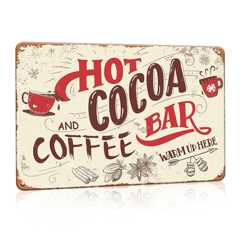 Tin Sign With Solid Stand Warm Up At The Hot Chocolate Bar For Holiday  Christmas Hot Chocolate Party Supplies, Christmas Winter Decorations - Temu  United Arab Emirates