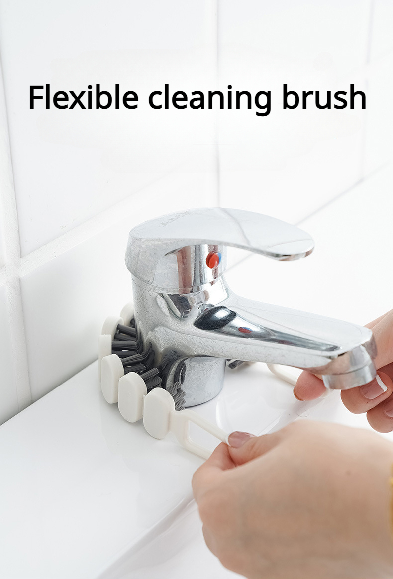 1pc Flexible Wash Basin Cleaning Brush Faucet Sink Decontamination Curved  Surface Brush Bathroom Tile Groove Gap Cleaning Brush