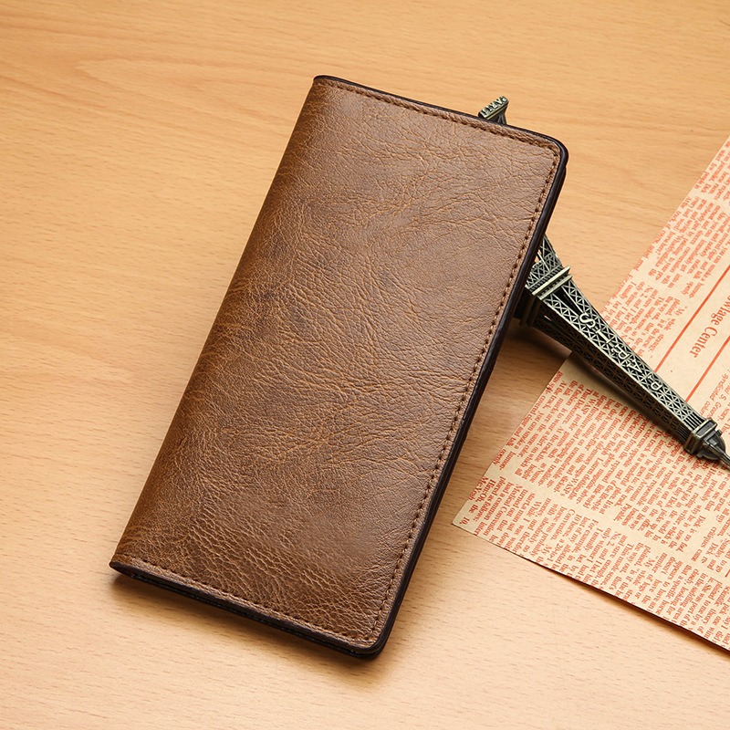 Men's Leather Long Wallet, Multi-card Card Holder, Vintage Clutch Wallet  Money Clip